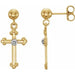Ladies Natural Diamond Cross Earrings — 14K Yellow Gold