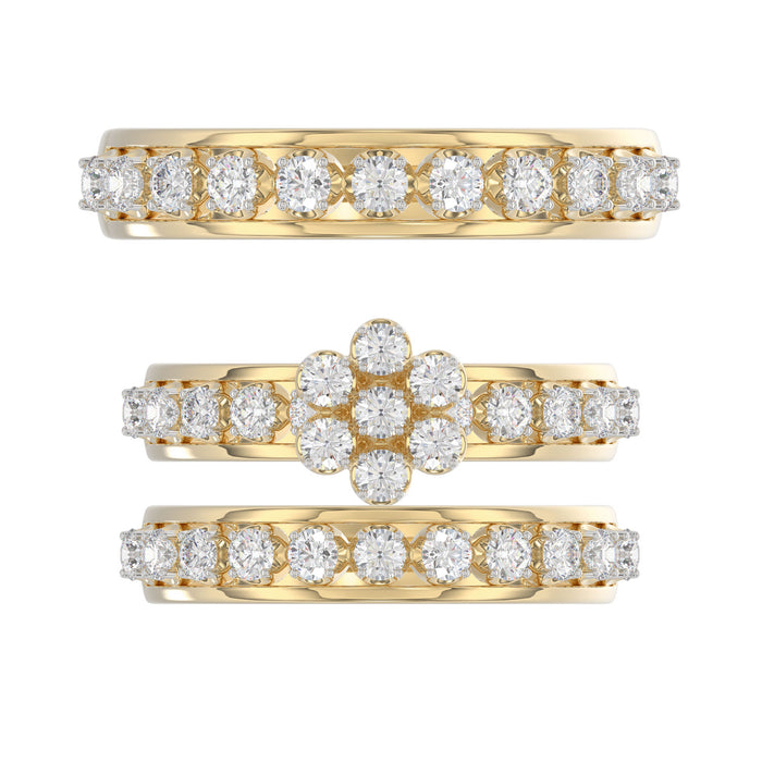 LADIES TRIO RING 1.30CT ROUND DIAMOND 10K YELLOW GOLD