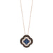 Fashion Pendant 14K Rose Gold 0.60Ct Dark Brown & Blue Diamond Cluster Halo Pendant For Women Round Diamond Ladies Fine Jewelry