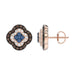 14K Rose Gold 1.00Ct Fancy Color Diamond Earrings Round Blue And Dark Brown Diamond Ladies Jewelry
