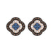 14K Rose Gold 1.00Ct Fancy Color Diamond Earrings Round Blue And Dark Brown Diamond Ladies Jewelry