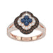Elegant 14K Rose Gold Ladies Ring Crafted With Fancy Dark Brown And Blue Diamonds Totaling 0.75 Ct. Perfect Luxury Jewelry Gift For Her.