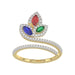 Elegant Multi-Stone 14K Yellow Gold 0.75Ct Ladies Ring With Ruby, Sapphire, Emerald, And Marquise Diamonds. A Classic And Colorful Luxury Jewelry Piec