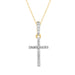Elegant Sterling Silver Yellow Cross Pendant With Chain 0.05CT Round Diamond