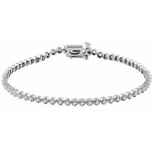 Ladies Natural Diamond Line Bracelet (I1, H+) — 14K White Gold