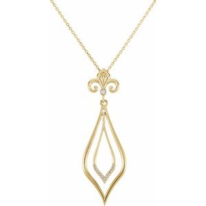 Ladies Natural Diamond Fleur-de-Lis Necklace (I1, G-H) — 14K Yellow Gold