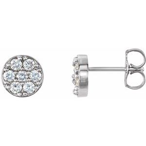Ladies Natural Diamond Cluster Earrings — Platinum