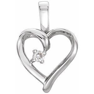 Ladies Natural Diamond Heart Pendant (I1, G-H) — 14K White Gold