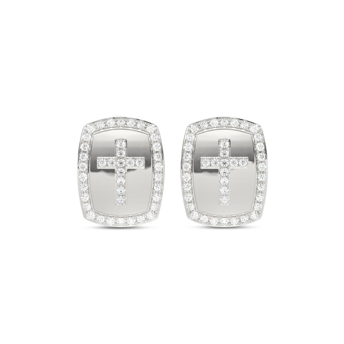 0.25CT Round Diamond Cross Earrings For Women In Sterling Silver Fashion Jewelry