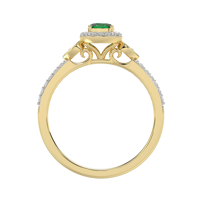 0.33ct Round/Oval Emerald diamond 14k Ladies Fashion Ring  0.15CT Center stone Oval Emerald Diamond)