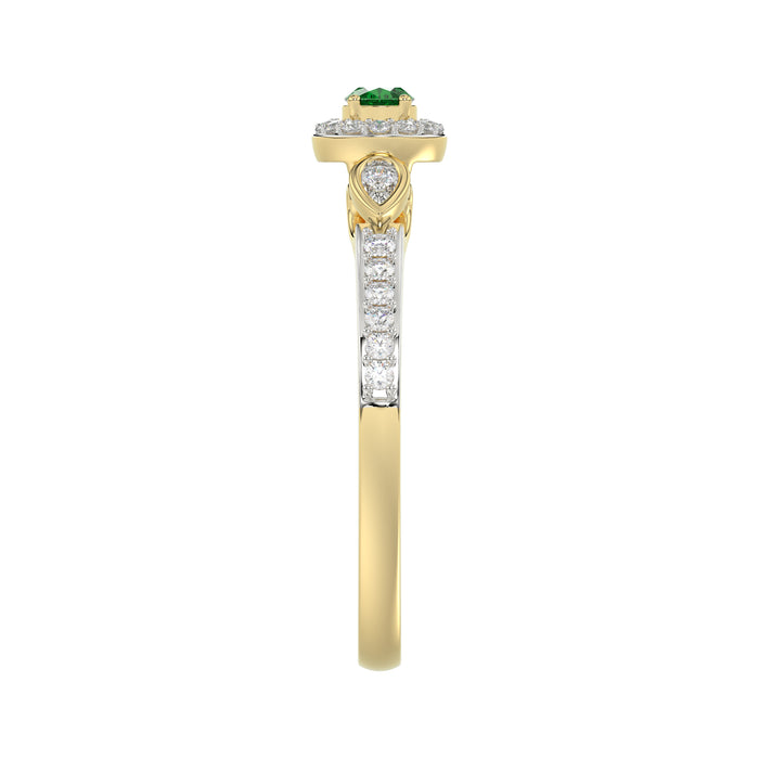 0.33ct Round/Oval Emerald diamond 14k Ladies Fashion Ring  0.15CT Center stone Oval Emerald Diamond)