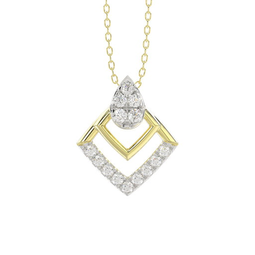 LADIES PENDANT WITH CHAIN 0.13CT ROUND DIAMOND 14K YELLOW GOLD