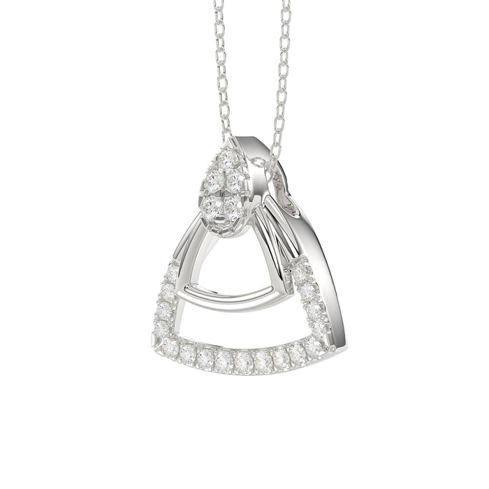 LADIES PENDANT WITH CHAIN 0.13CT ROUND DIAMOND 14K WHITE GOLD