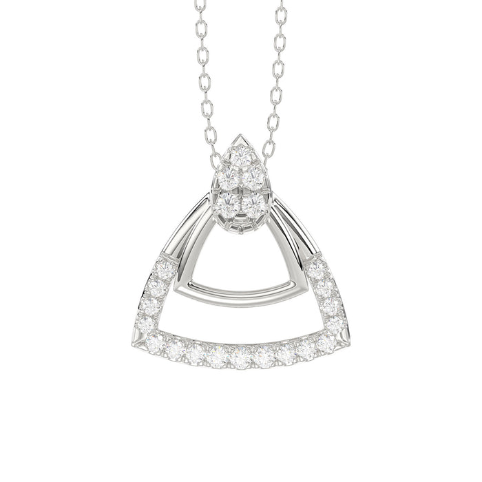 Sterling Silver Ladies 0.13CT Round Diamond Pendant With Chain Elegant Fashion Jewelry