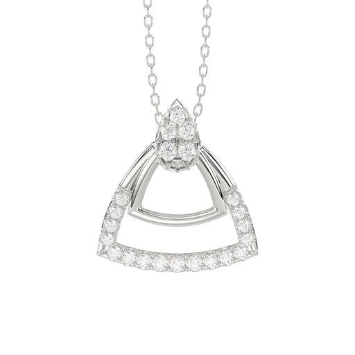 Sterling Silver Ladies 0.13CT Round Diamond Pendant With Chain Elegant Fashion Jewelry