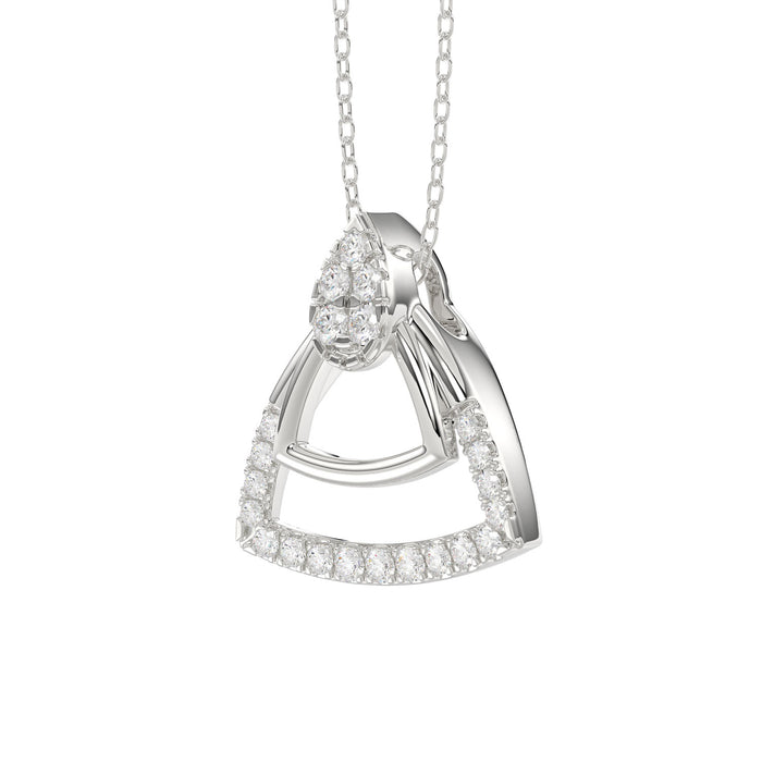 LADIES PENDANT WITH CHAIN 0.13CT ROUND DIAMOND 14K WHITE GOLD