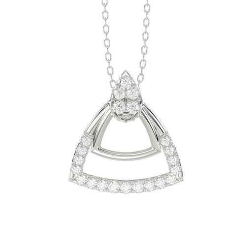 LADIES PENDANT WITH CHAIN 0.13CT ROUND DIAMOND 14K WHITE GOLD