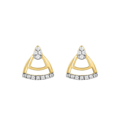 LADIES EARRINGS 0.13CT ROUND DIAMOND 14K YELLOW GOLD