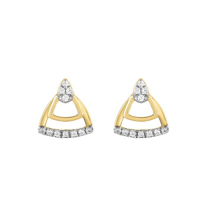LADIES EARRINGS 0.13CT ROUND DIAMOND 14K YELLOW GOLD
