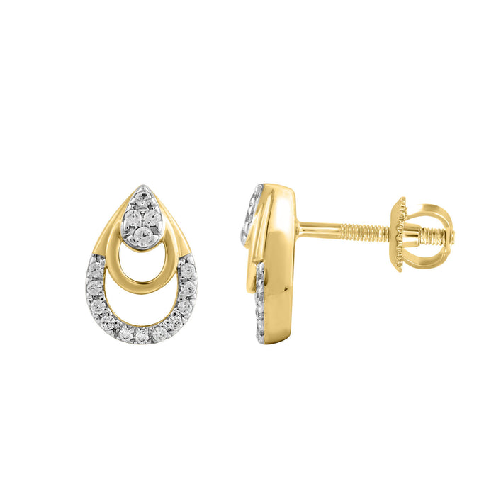 LADIES EARRINGS 0.13CT ROUND DIAMOND 14K YELLOW GOLD