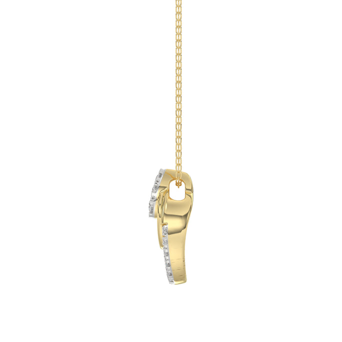 Beautiful 14K Yellow Gold Ladies Pendant With Double Circle Design And Sparkling 0.13 Ct Round Diamonds. Includes Chain.