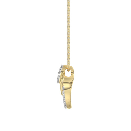 Beautiful 14K Yellow Gold Ladies Pendant With Double Circle Design And Sparkling 0.13 Ct Round Diamonds. Includes Chain.