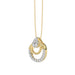 Beautiful 14K Yellow Gold Ladies Pendant With Double Circle Design And Sparkling 0.13 Ct Round Diamonds. Includes Chain.