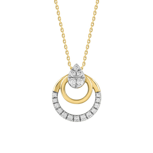LADIES PENDANT WITH CHAIN 0.13CT ROUND DIAMOND 14K YELLOW GOLD