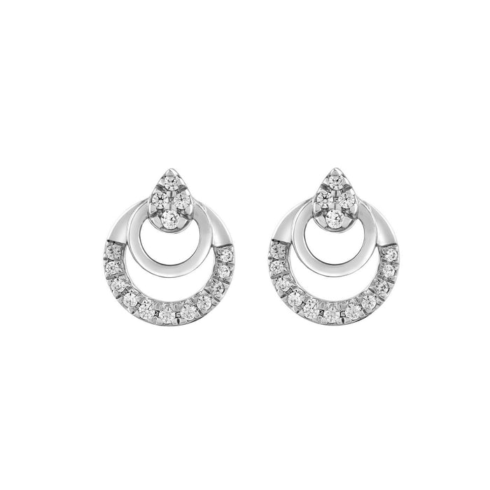 Ladies Sterling Silver 0.13CT Round Diamond Earrings Classic Fashion Jewelry Gift