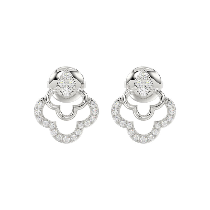 Ladies Sterling Silver 0.13CT Round Diamond Earrings Classic Fashion Jewelry Gift