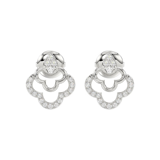 Ladies Sterling Silver 0.13CT Round Diamond Earrings Classic Fashion Jewelry Gift