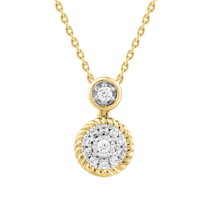 LADIES NECKLACE 0.13CT ROUND DIAMOND 14K YELLOW GOLD