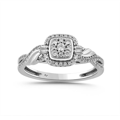 0.25CT Round & Baguette Diamond Ring For Women In Sterling Silver Fashion Jewelry