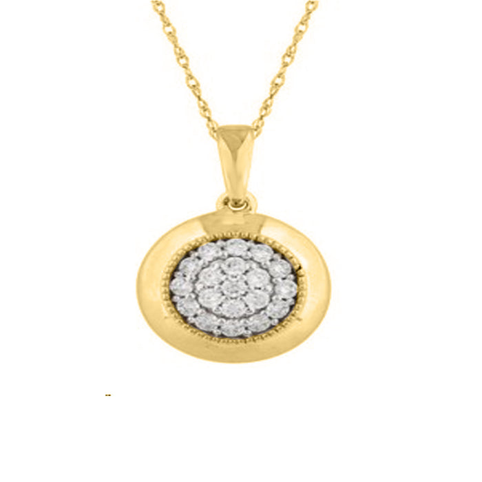 LADIES PENDANT WITH CHAIN 0.25CT ROUND DIAMOND 10K YELLOW GOLD
