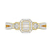Elegant 10K Yellow Gold Ladies Diamond Ring Featuring Modern Octagon Shape With Baguette And Round Diamond 0.20 Ct Perfect Gift For Her.
