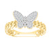LADIES RING 0.25CT ROUND/BAGUETTE DIAMOND 14K YELLOW GOLD