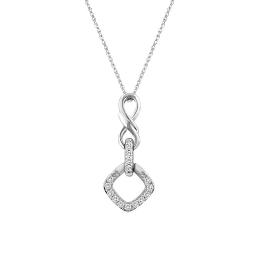 Sterling Silver Ladies 0.10CT Round Diamond Infinity Pendant With Chain Elegant Fashion Pendant
