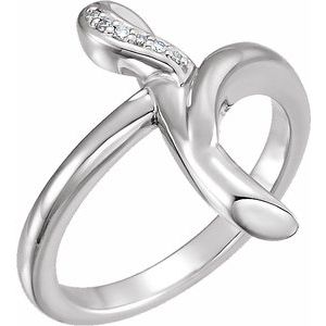 Ladies Natural Diamond Cross Ring (SI1, G-H) — 14K White Gold