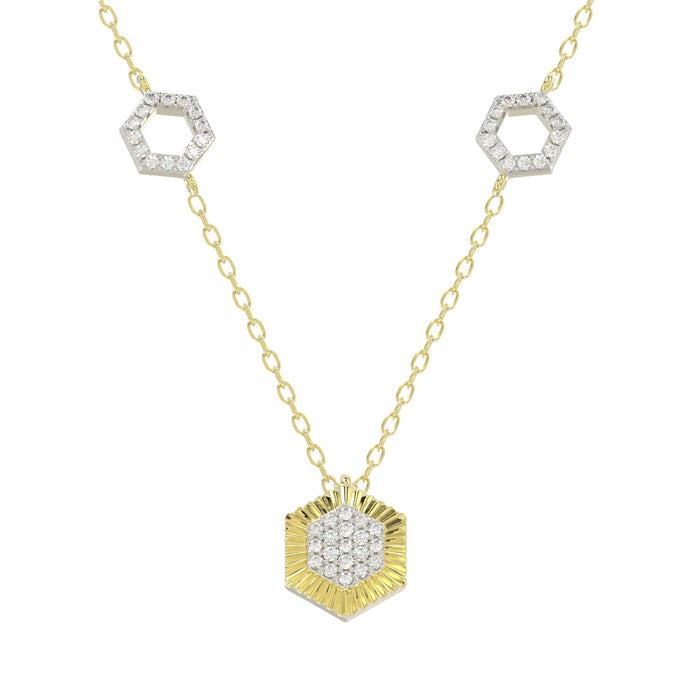 LADIES NECKLACE 0.25CT ROUND DIAMOND 10K YELLOW GOLD
