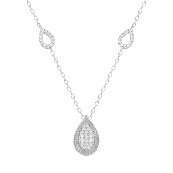 LADIES NECKLACE 0.25CT ROUND DIAMOND 10K WHITE GOLD