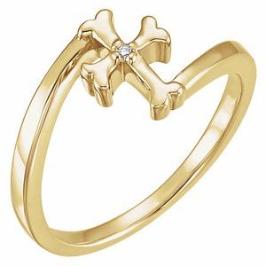 Ladies Natural Diamond Youth Cross Ring (SI1, G-H) — 14K Yellow Gold