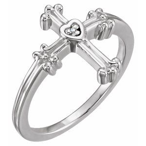 Ladies Natural Diamond Cross Ring (SI1, G-H) — Sterling Silver