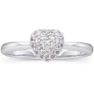 Ladies Natural Diamond Heart Ring (I1, H-I) — 14K White Gold