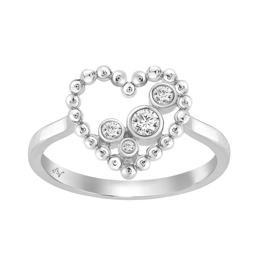 Heart-Shaped 0.13 Ct Round Diamond Ring For Women Sterling Silver Bezel Set Elegant Ladies Ring