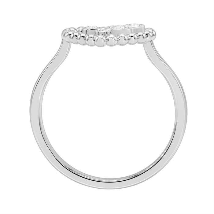 Heart-Shaped 0.13 Ct Round Diamond Ring For Women Sterling Silver Bezel Set Elegant Ladies Ring