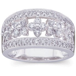 Ladies Natural Diamond Ring (I1, G-H) — 14K White Gold