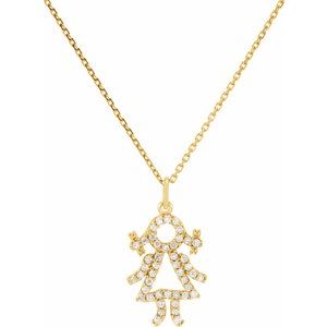 Ladies Natural Diamond Girl Necklace (I1, G-H) — 14K Yellow Gold