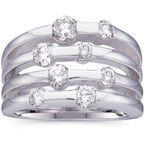 Ladies Natural Diamond Ring (I1, G-H) — 14K White Gold