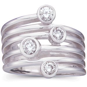 Ladies Natural Diamond Ring (I1, G-H) — 14K White Gold