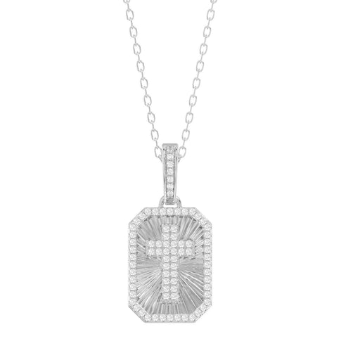 Sterling Silver Ladies 0.20CT Round Diamond Cross Pendant With Chain Elegant Fashion Jewelry
